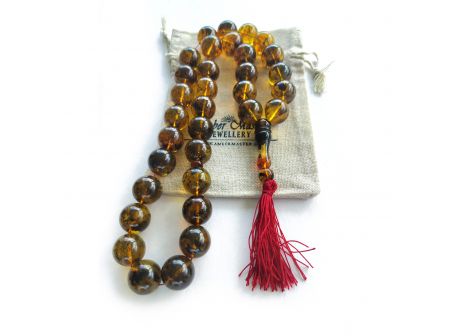 Amber Rosary Beads With Soil Inclusions: 20mm